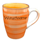 Kaffeebecher Tasse 350ml Keramik Bunt Orange mit Wunschname
