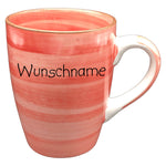 Kaffeebecher Tasse 350ml Keramik Bunt Rot mit Wunschname