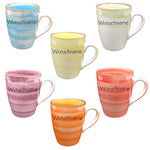 Kaffeebecher Tasse 350ml Keramik Bunt Gelb mit Wunschname