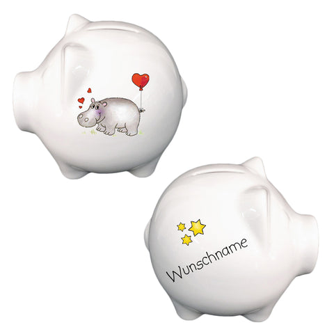 Sparschwein Spardose Nilpferd 2 mit Wunschname