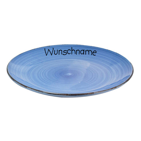 Speiseteller Teller flach 27cm Bunt Dunkelblau mit Wunschname