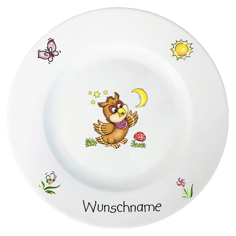 Speiseteller Eule mit Wunschname