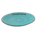 Speiseteller Teller flach 27cm Bunt Mintblau mit Wunschname
