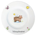 Speiseservice 2-tlg. Nilpferd mit Wunschname