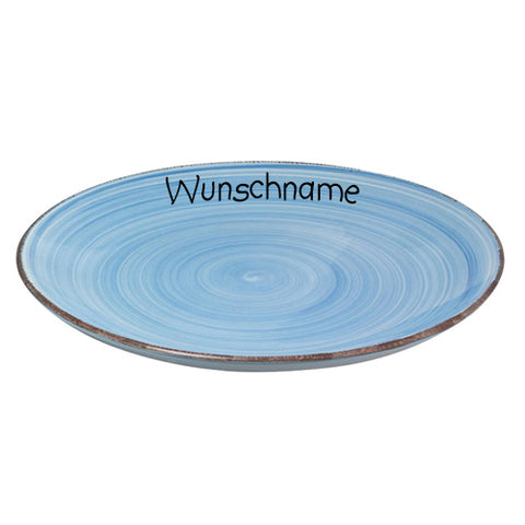 Speiseteller Teller flach 27cm Bunt Pastellblau mit Wunschname