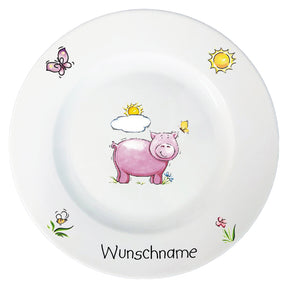 Speiseservice 2-tlg. Schwein mit Wunschname