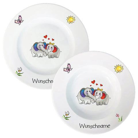Speiseservice 2-tlg. Elefant 2 mit Wunschname