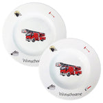 Speiseservice 2-tlg. Feuerwehr mit Wunschname