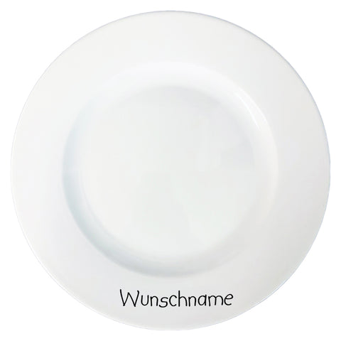 Speiseteller Teller flach 27cm Weiß mit Wunschname